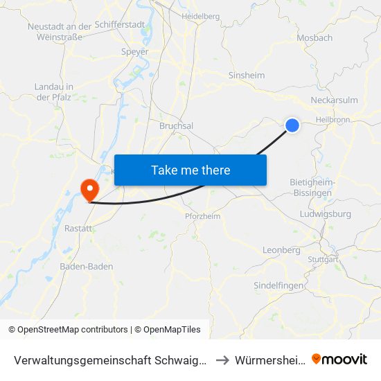 Verwaltungsgemeinschaft Schwaigern to Würmersheim map