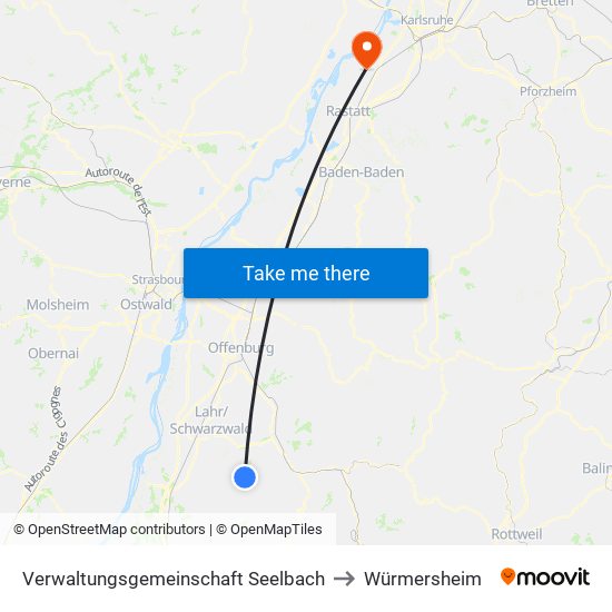 Verwaltungsgemeinschaft Seelbach to Würmersheim map