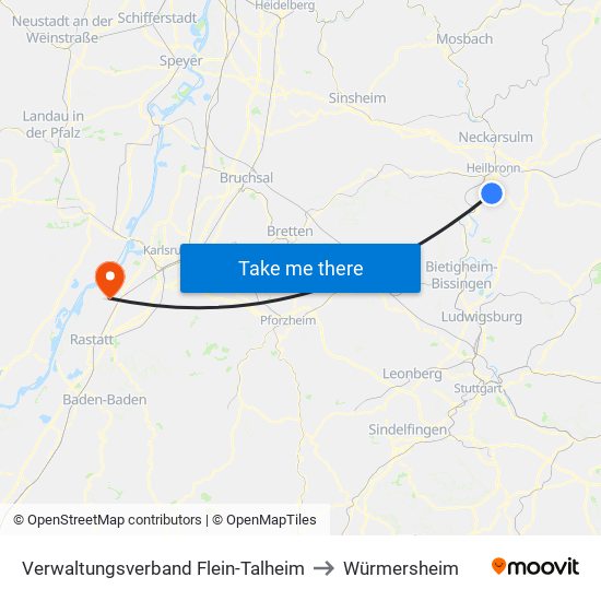 Verwaltungsverband Flein-Talheim to Würmersheim map