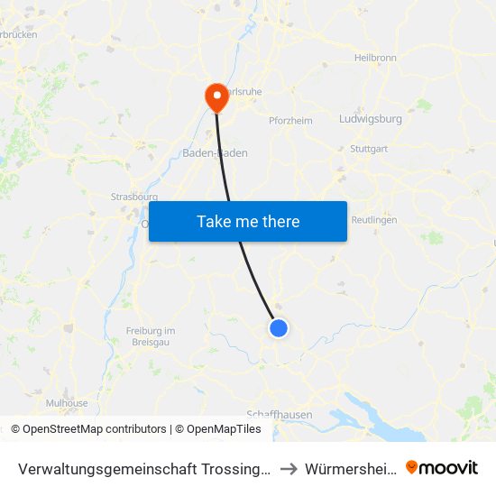 Verwaltungsgemeinschaft Trossingen to Würmersheim map