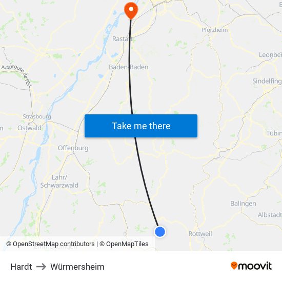 Hardt to Würmersheim map