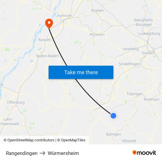 Rangendingen to Würmersheim map