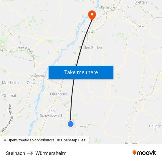 Steinach to Würmersheim map