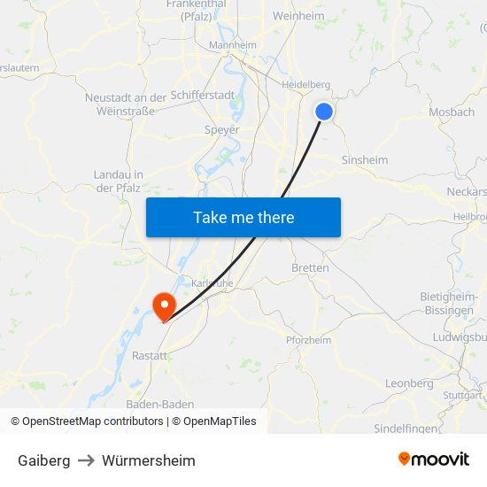 Gaiberg to Würmersheim map