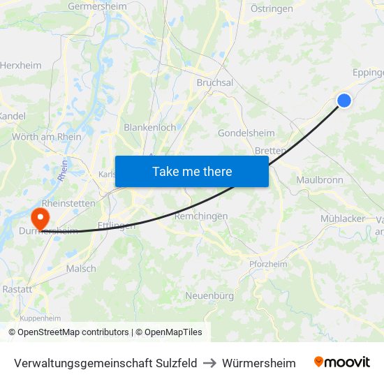 Verwaltungsgemeinschaft Sulzfeld to Würmersheim map