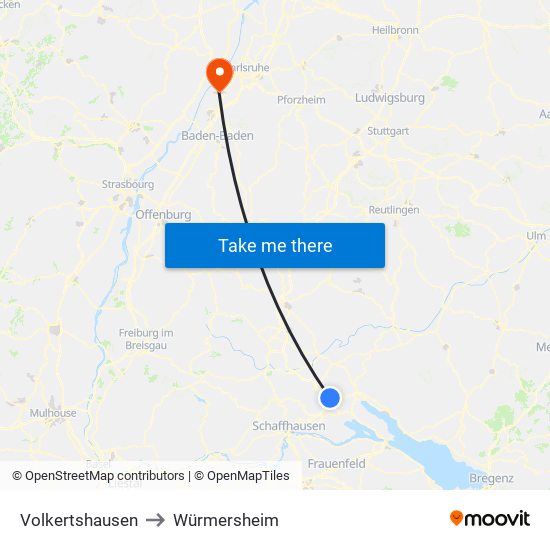 Volkertshausen to Würmersheim map