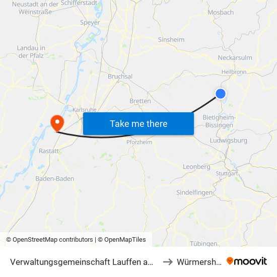 Verwaltungsgemeinschaft Lauffen am Neckar to Würmersheim map