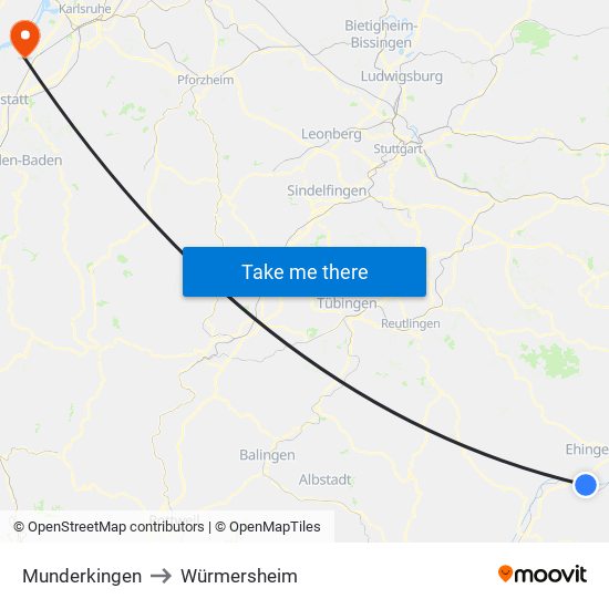 Munderkingen to Würmersheim map