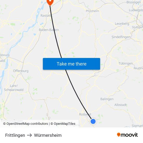 Frittlingen to Würmersheim map