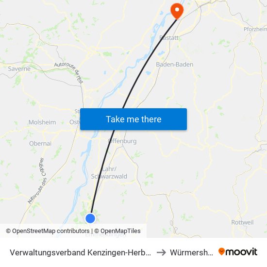 Verwaltungsverband Kenzingen-Herbolzheim to Würmersheim map