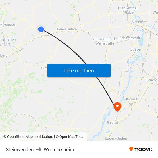 Steinwenden to Würmersheim map