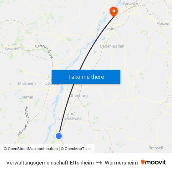 Verwaltungsgemeinschaft Ettenheim to Würmersheim map