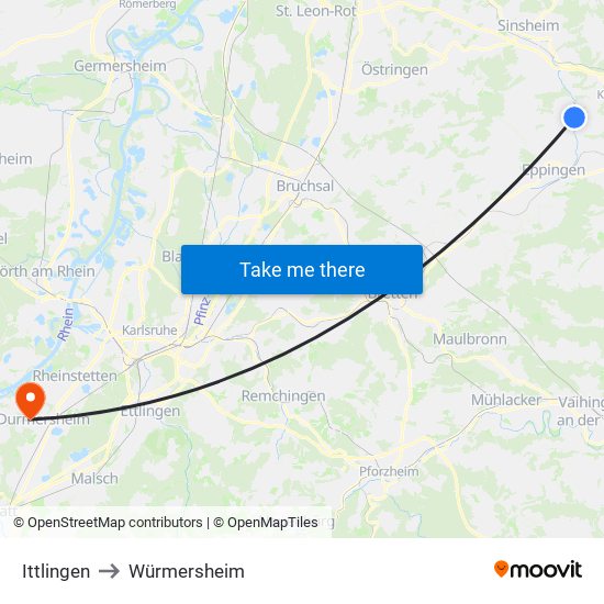 Ittlingen to Würmersheim map