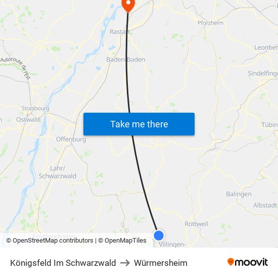 Königsfeld Im Schwarzwald to Würmersheim map