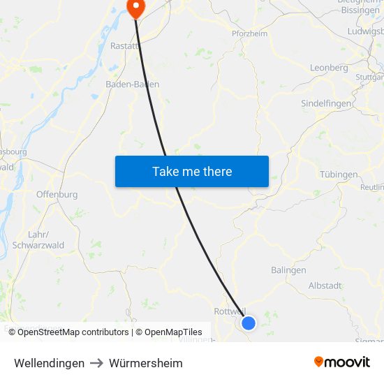 Wellendingen to Würmersheim map