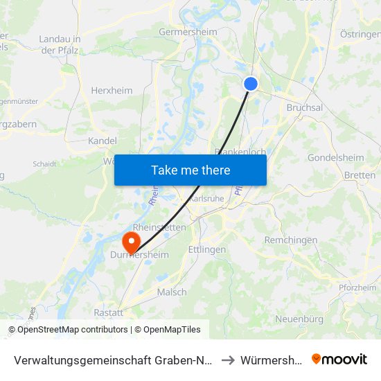 Verwaltungsgemeinschaft Graben-Neudorf to Würmersheim map