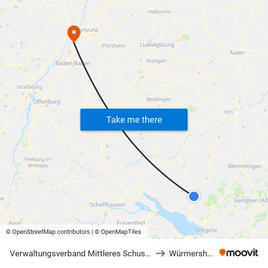 Verwaltungsverband Mittleres Schussental to Würmersheim map