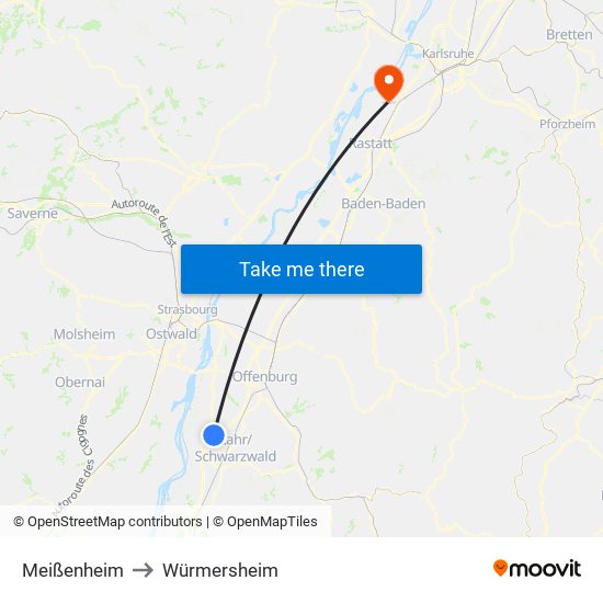 Meißenheim to Würmersheim map