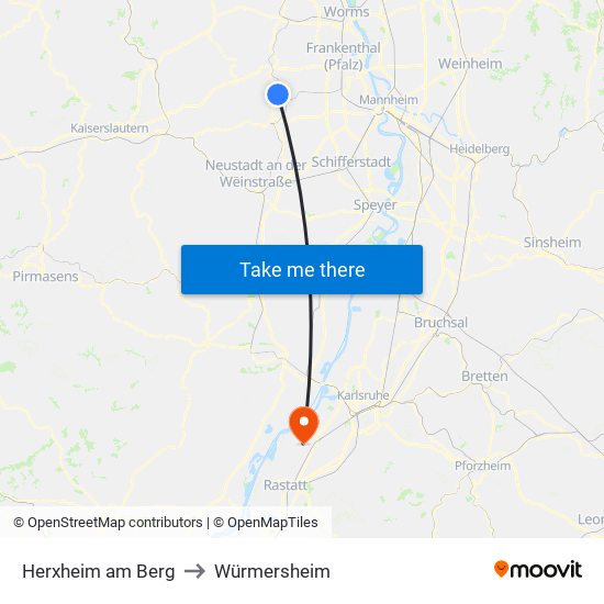 Herxheim am Berg to Würmersheim map