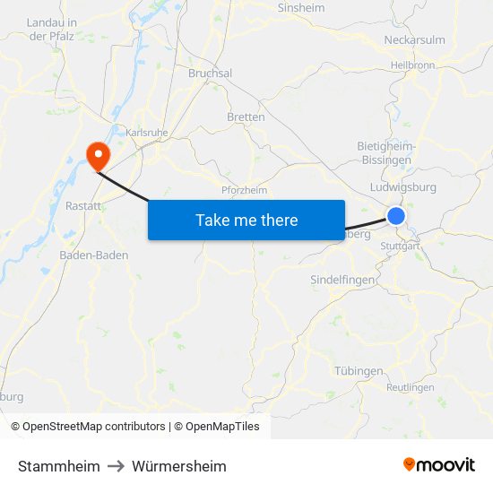 Stammheim to Würmersheim map