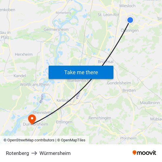 Rotenberg to Würmersheim map