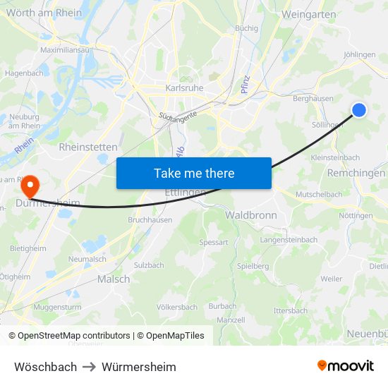 Wöschbach to Würmersheim map