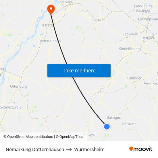 Gemarkung Dotternhausen to Würmersheim map