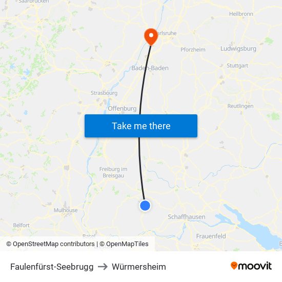 Faulenfürst-Seebrugg to Würmersheim map