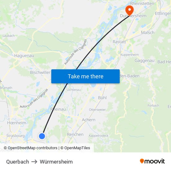 Querbach to Würmersheim map