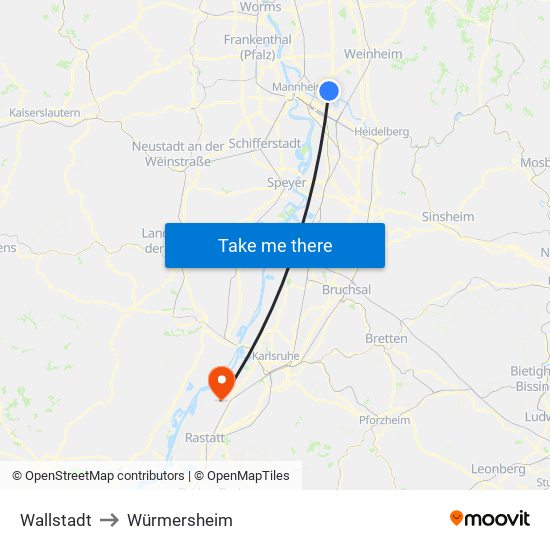 Wallstadt to Würmersheim map