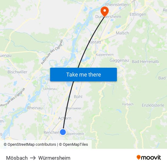 Mösbach to Würmersheim map