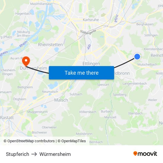 Stupferich to Würmersheim map