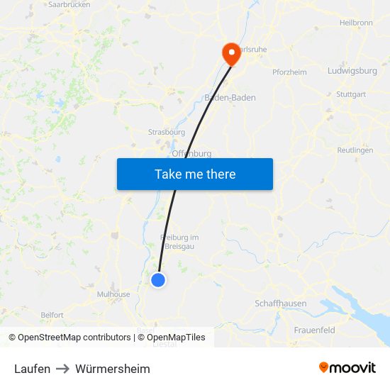 Laufen to Würmersheim map