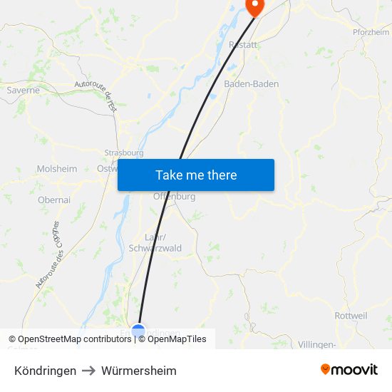 Köndringen to Würmersheim map