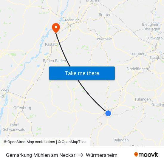 Gemarkung Mühlen am Neckar to Würmersheim map