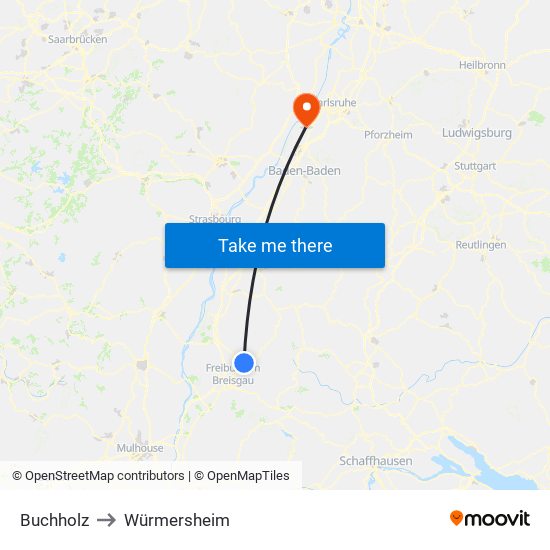 Buchholz to Würmersheim map