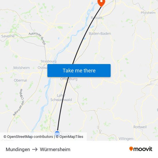 Mundingen to Würmersheim map
