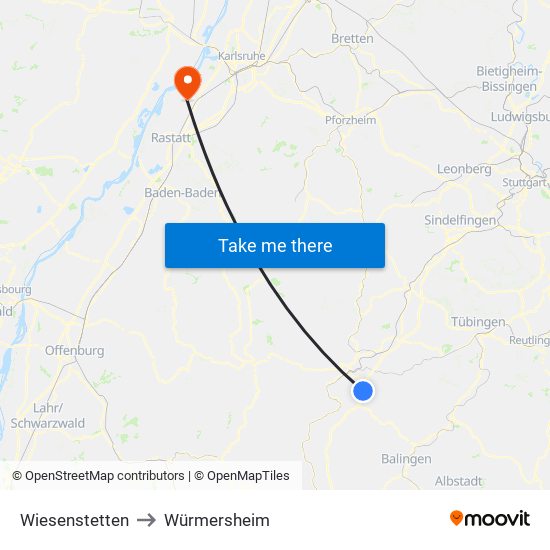 Wiesenstetten to Würmersheim map