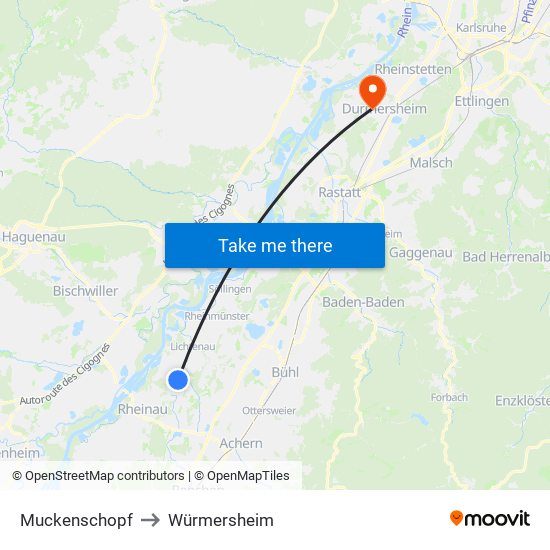 Muckenschopf to Würmersheim map