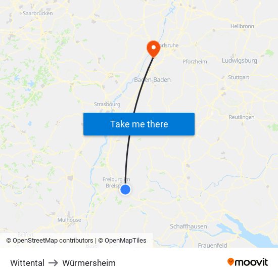 Wittental to Würmersheim map