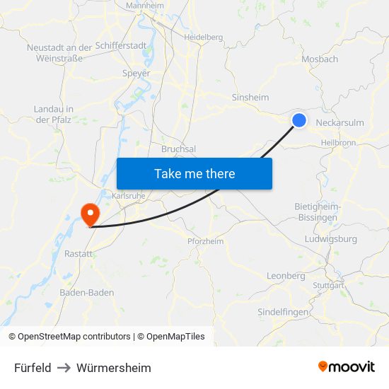 Fürfeld to Würmersheim map