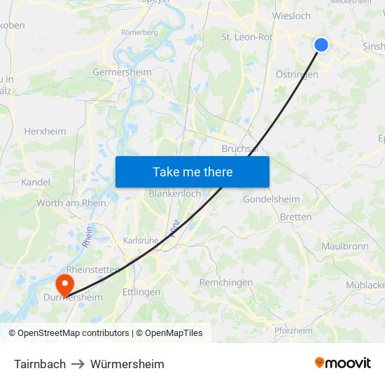 Tairnbach to Würmersheim map