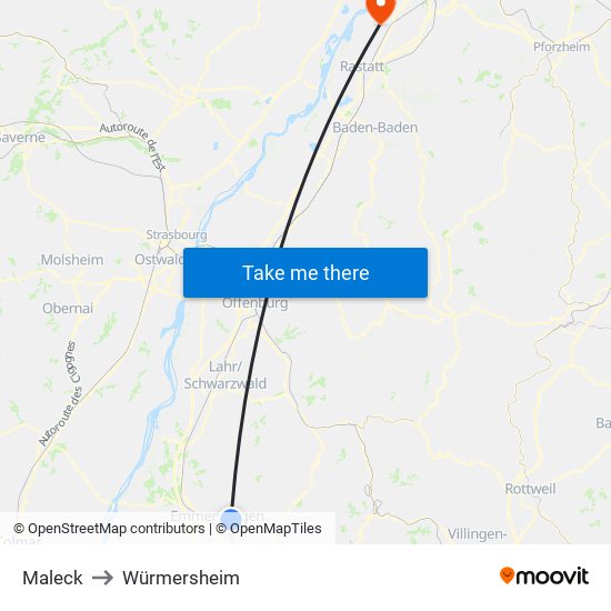 Maleck to Würmersheim map
