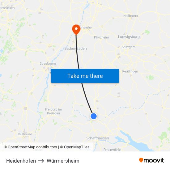 Heidenhofen to Würmersheim map