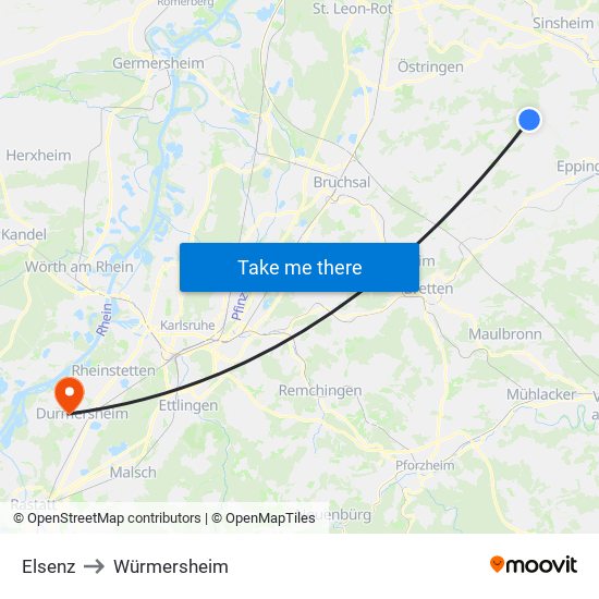 Elsenz to Würmersheim map