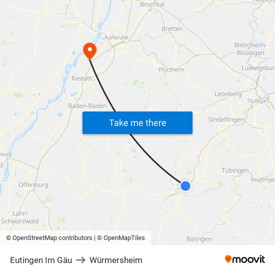 Eutingen Im Gäu to Würmersheim map