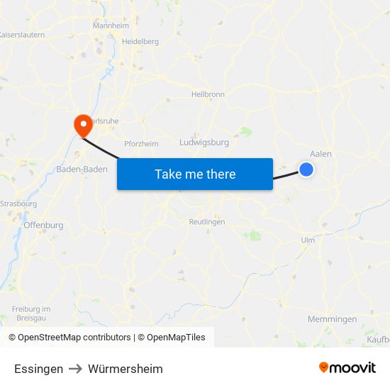 Essingen to Würmersheim map