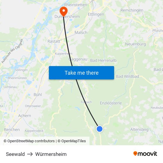 Seewald to Würmersheim map