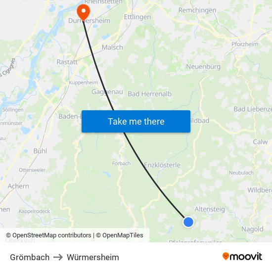 Grömbach to Würmersheim map