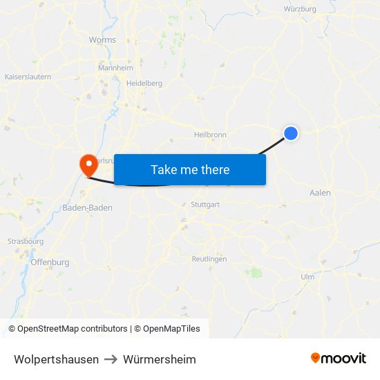 Wolpertshausen to Würmersheim map